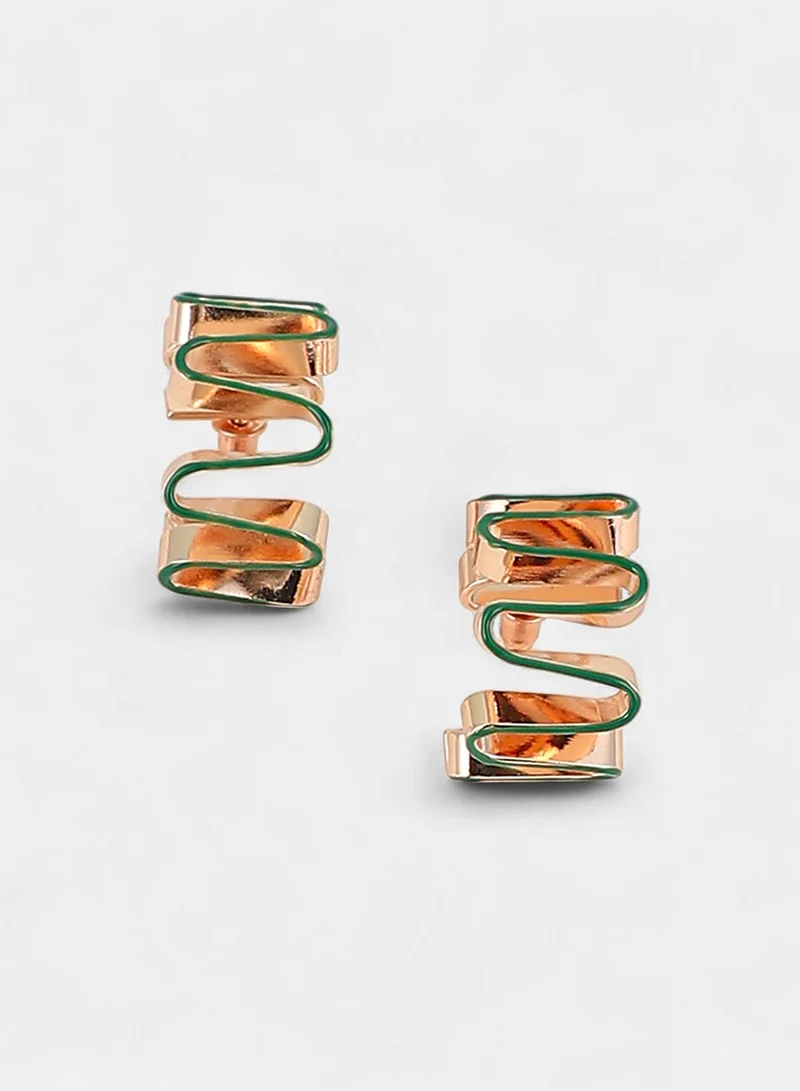 Sohi  Women The Enamel-Coil Hoop Earrings | Shamrock Green & Rose  Colour | One-Size | Metallic Alloy Material | Push Back Closure | Earrings For Casual & Evening Wear for Women | Best Price UAE