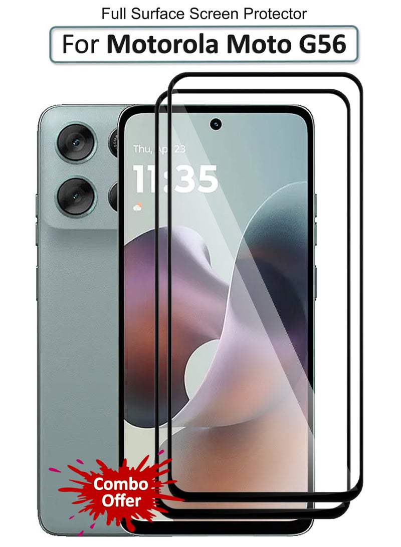 For Motorola Moto G56 - [2 Pack] Tempered Glass Screen Protector - Advanced Border-Less Full Edge to Edge ,Shatterproof , High Responsiveness , Higher Transparency , Quick to Install ,Anti-scratch and Bubble-free Screen Protector - Image 1