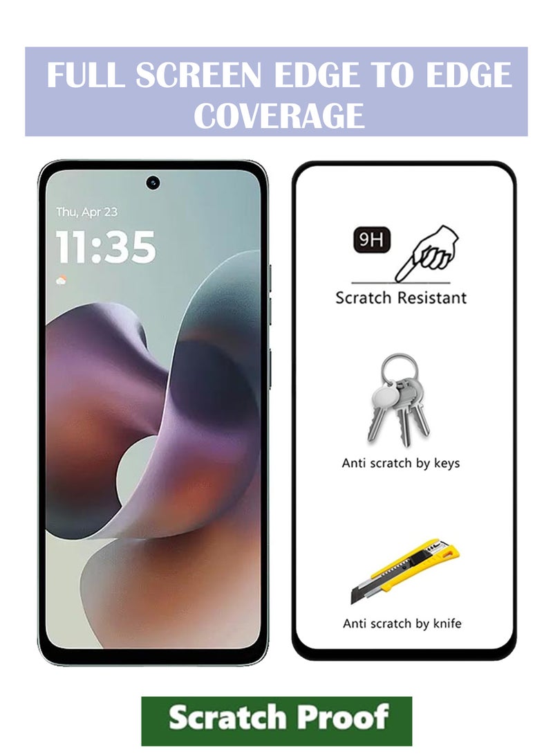 For Motorola Moto G56 - [2 Pack] Tempered Glass Screen Protector - Advanced Border-Less Full Edge to Edge ,Shatterproof , High Responsiveness , Higher Transparency , Quick to Install ,Anti-scratch and Bubble-free Screen Protector - Image 2