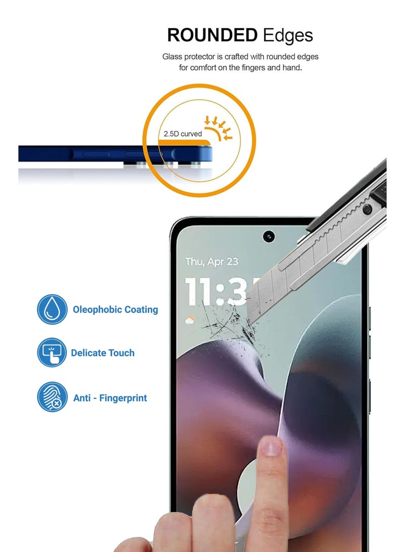 For Motorola Moto G56 - [2 Pack] Tempered Glass Screen Protector - Advanced Border-Less Full Edge to Edge ,Shatterproof , High Responsiveness , Higher Transparency , Quick to Install ,Anti-scratch and Bubble-free Screen Protector - Image 3