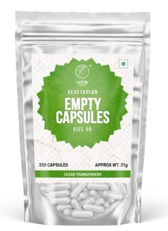 Size 00 Empty Capsules Vegetarian about 250 Count Clear Empty Vegan Capsules - Empty Vegetarian Pill Capsules- DIY Vegetable Capsule Filling- Veggie Pill Capsules Empty Caps