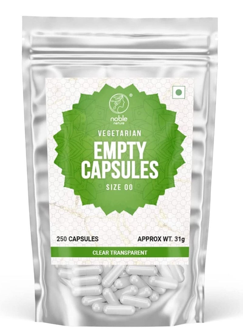 noble nature - Size 00 Empty Capsules Vegetarian about 250 Count Clear Empty Vegan Capsules - Empty Vegetarian Pill Capsules- DIY Vegetable Capsule Filling- Veggie Pill Capsules Empty Caps - Image 1