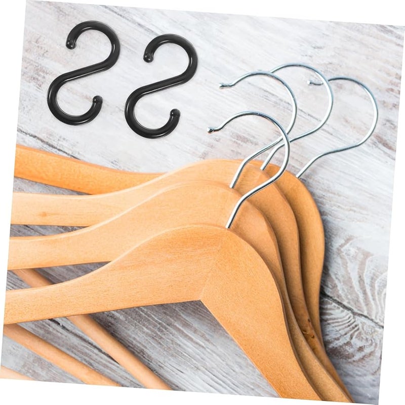 100 قطعة من الخطافات السوداء الثقيلة من النوع S للخزانة والحمام والمطبخ، علاقات متينة للأكياس والملابس والمفاتيح - Image 5