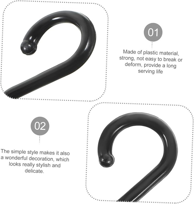 100 قطعة من الخطافات السوداء الثقيلة من النوع S للخزانة والحمام والمطبخ، علاقات متينة للأكياس والملابس والمفاتيح - Image 3