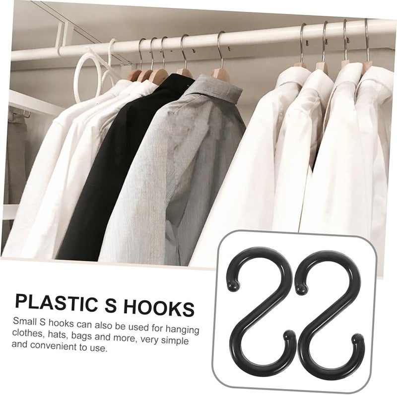 100 قطعة من الخطافات السوداء الثقيلة من النوع S للخزانة والحمام والمطبخ، علاقات متينة للأكياس والملابس والمفاتيح - Image 4