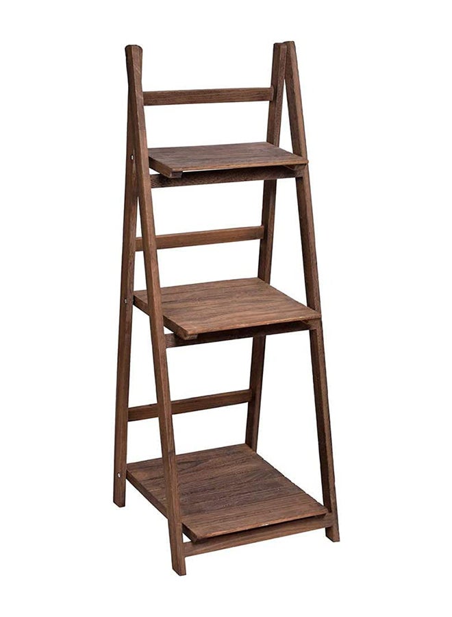 HOME TASTE Hometaste Wooden Flower Pot 3 Tier Folding Plant Stand Shelves Garden Wood Rack Flowers Stand Decorative Flower Pot Holder Flower Container Holder Storage Stand For Display Potted Plant(3 Floor Brown) 