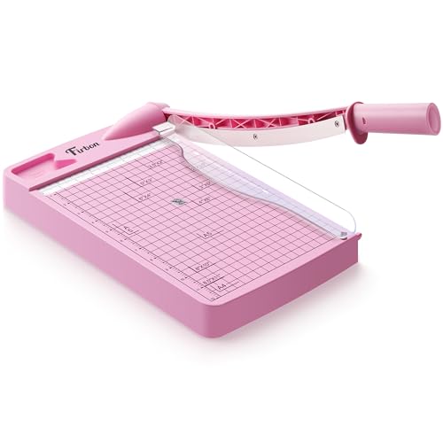 Firbon 12" Guillotine Paper Cutter, Heavy Duty 12-Sheet Capacity Trimmer for Cardstock, Photos, Scrapbooking, Office, Classroom, Studio (Pink) - Image 1