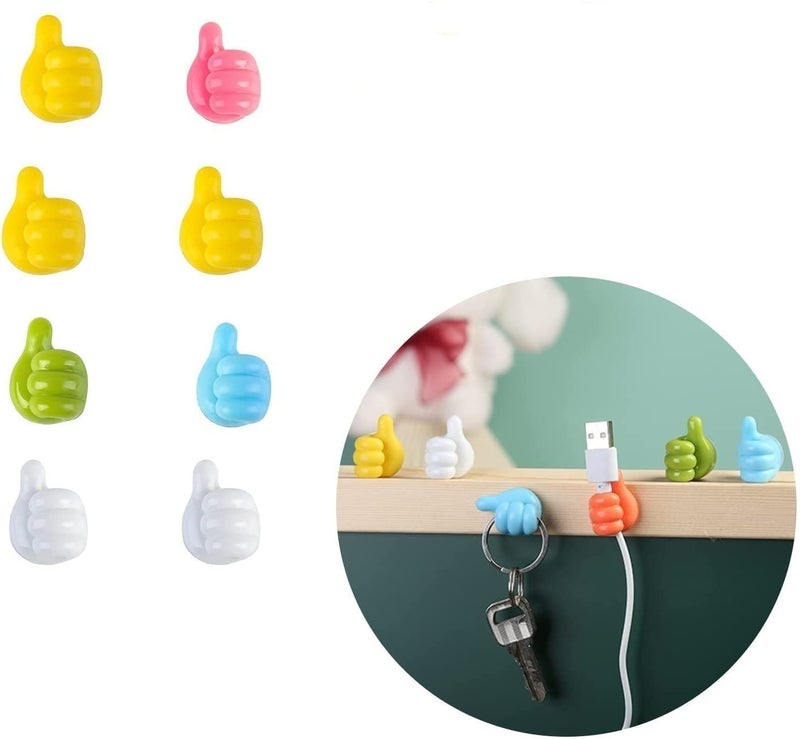 NH Fashion Hub NH Fashion Hub Self Adhesive MultiFunction Silicone Thumb Wall Hooks Silicone Hooks Desk Wire Management Wall Storage Hooks for Toothbrush Holder Belt hat Makeup Brush Home Office 8pcs - Image 1
