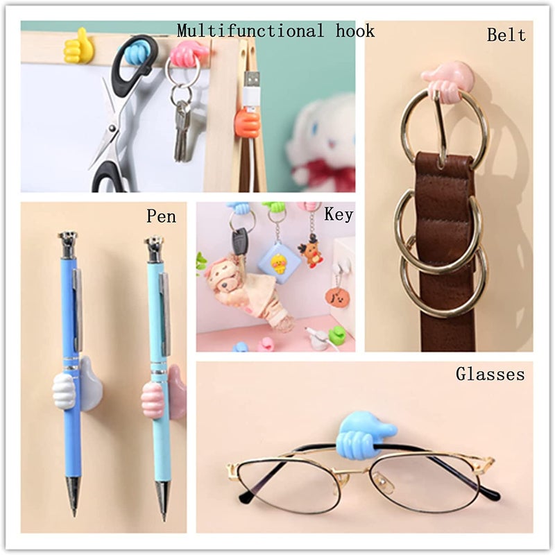 NH Fashion Hub NH Fashion Hub Self Adhesive MultiFunction Silicone Thumb Wall Hooks Silicone Hooks Desk Wire Management Wall Storage Hooks for Toothbrush Holder Belt hat Makeup Brush Home Office 8pcs - Image 4