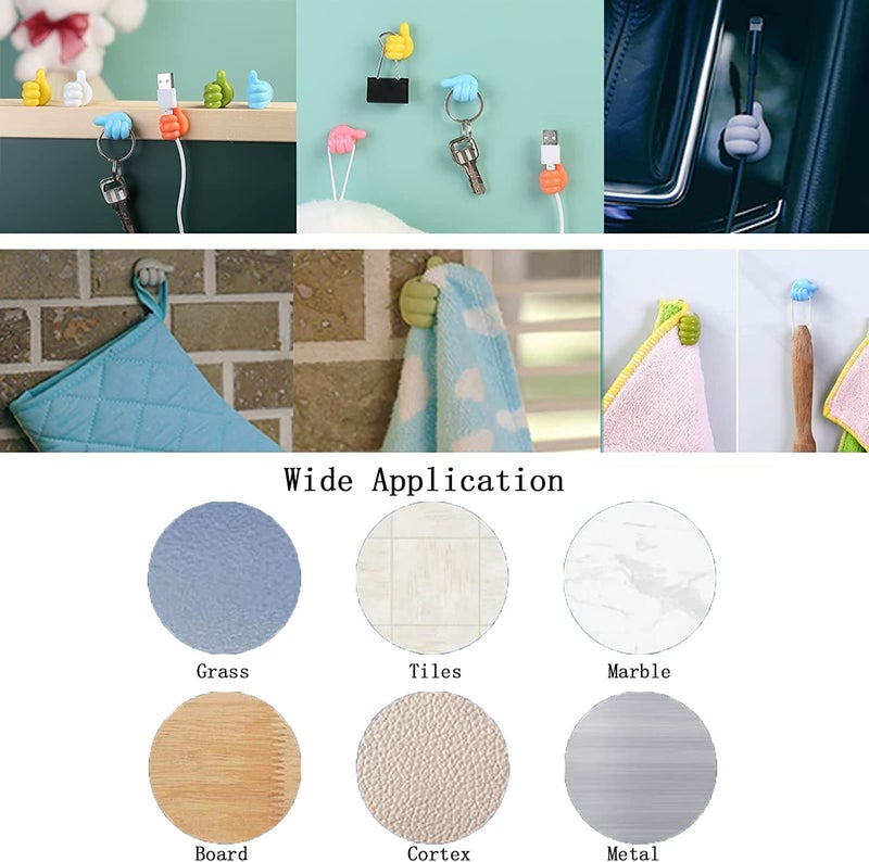 NH Fashion Hub NH Fashion Hub Self Adhesive MultiFunction Silicone Thumb Wall Hooks Silicone Hooks Desk Wire Management Wall Storage Hooks for Toothbrush Holder Belt hat Makeup Brush Home Office 8pcs - Image 5