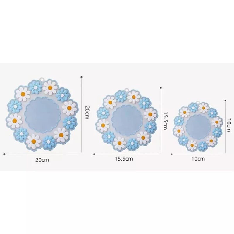 FS COOL Cute Flower Coaster Insulation Placemat AntiSlip Cup Mat for Drinks Coffee Mugs Blue Big Pack of 6 - Image 2