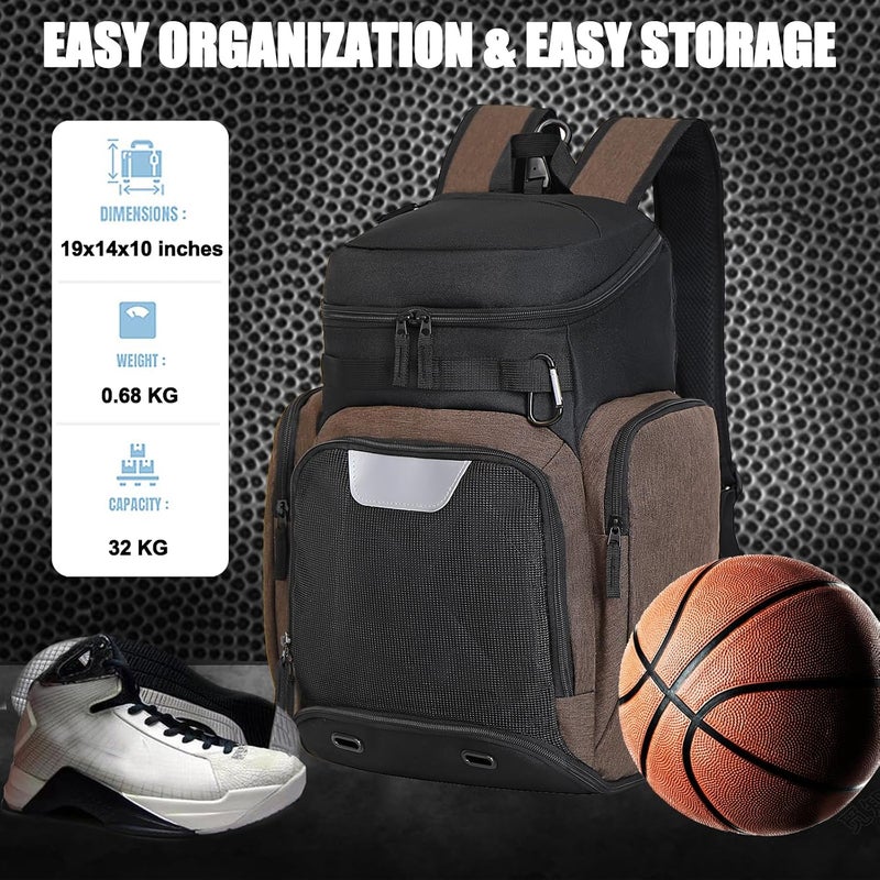 LARIPOP Basketball Backpack Large Sports Bag, Gym Bag with Ball Compartment and Shoe Compartment to Store Sports Shoes Water Bottles Laptops and Daily Necessities, Widely Used in Basketball, Soccer - Image 2