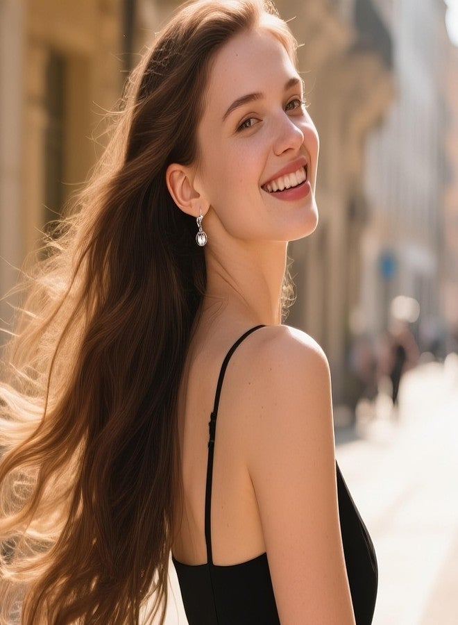 أليكس كرافت أقراط متدلية من اللؤلؤ من الفضة الإسترلينية للنساء، مضادة للحساسية، بتصميم كرة متدلية، مصنوعة من الفضة الإسترلينية عيار 925، بتصميم أنيق ورقيق، مرصعة باللؤلؤ الأبيض، هدية مثالية للنساء. - Image 5