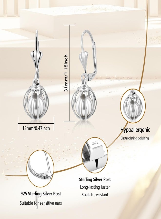 أليكس كرافت أقراط متدلية من اللؤلؤ من الفضة الإسترلينية للنساء، مضادة للحساسية، بتصميم كرة متدلية، مصنوعة من الفضة الإسترلينية عيار 925، بتصميم أنيق ورقيق، مرصعة باللؤلؤ الأبيض، هدية مثالية للنساء. - Image 3