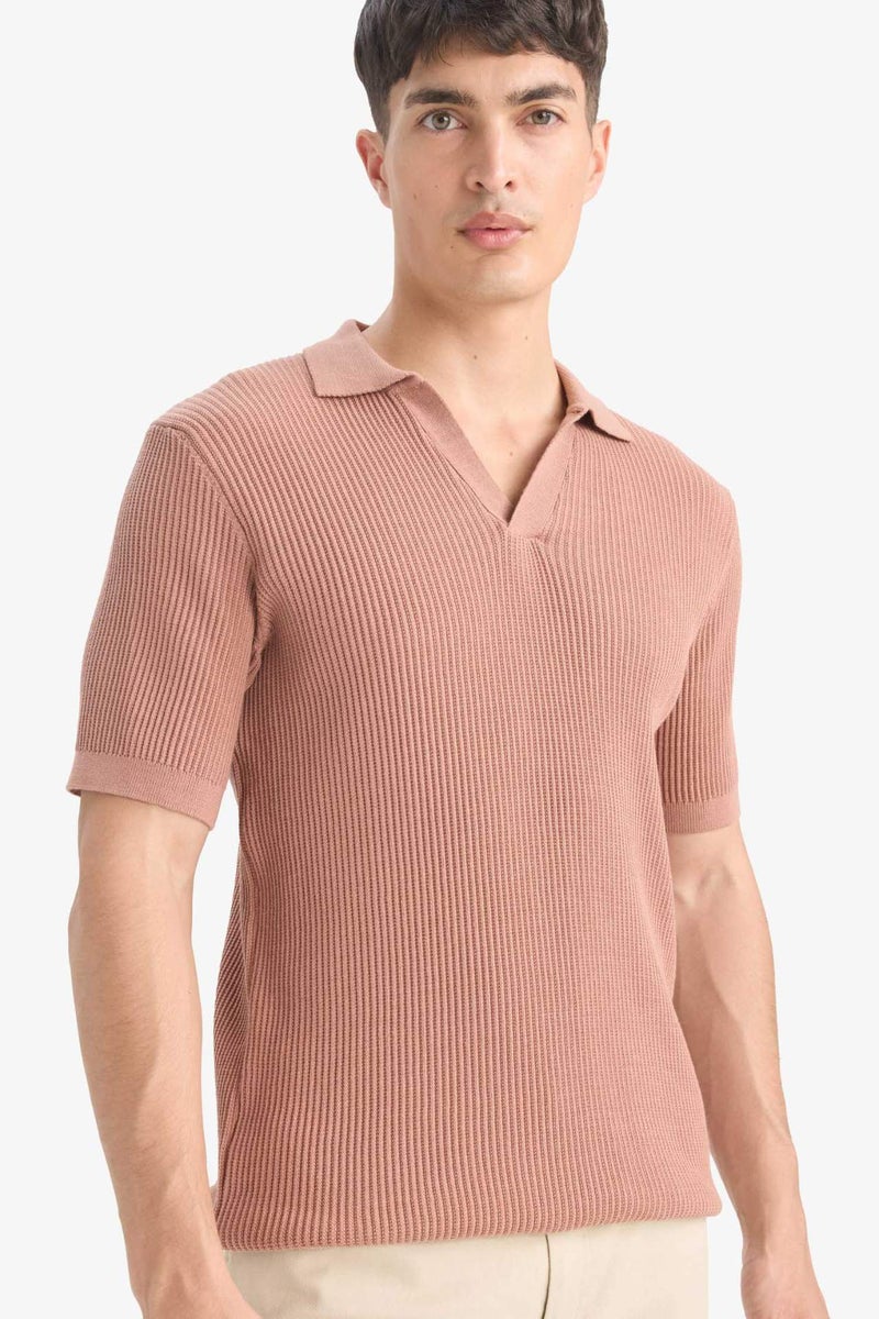 DeFacto Cotton Standard Fit Short Sleeve Knitwear Polo Shirt - Image 1