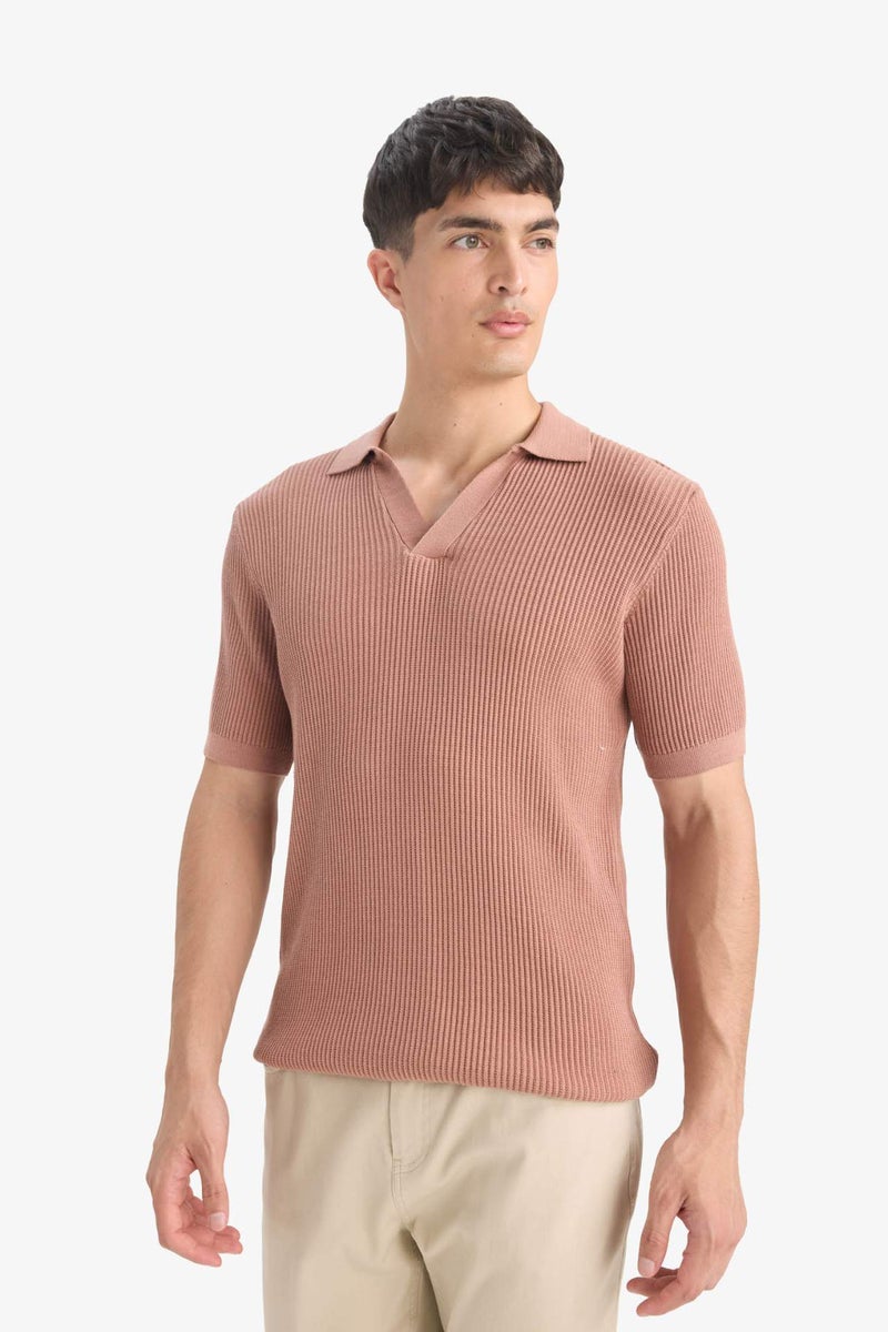 DeFacto Cotton Standard Fit Short Sleeve Knitwear Polo Shirt - Image 3