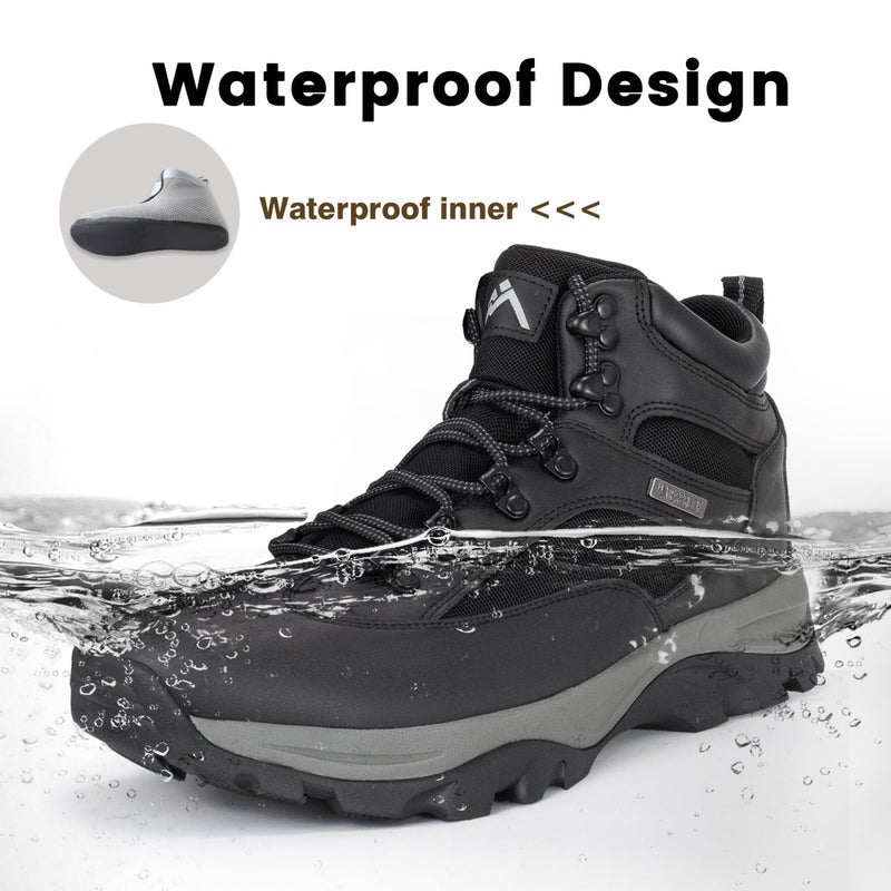 CC-Los Men's Waterproof Hiking Boots Outdoor Relaxed Fit Lightweight Black Size 8 - Image 5