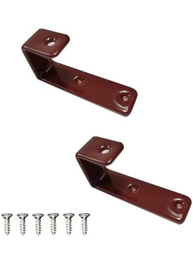 خطافات سلم سرير بطابقين ثقيلة الواجب 2 قطعة خطاف معدني متعدد الاستخدامات مع براغي التثبيت بني - Image 1