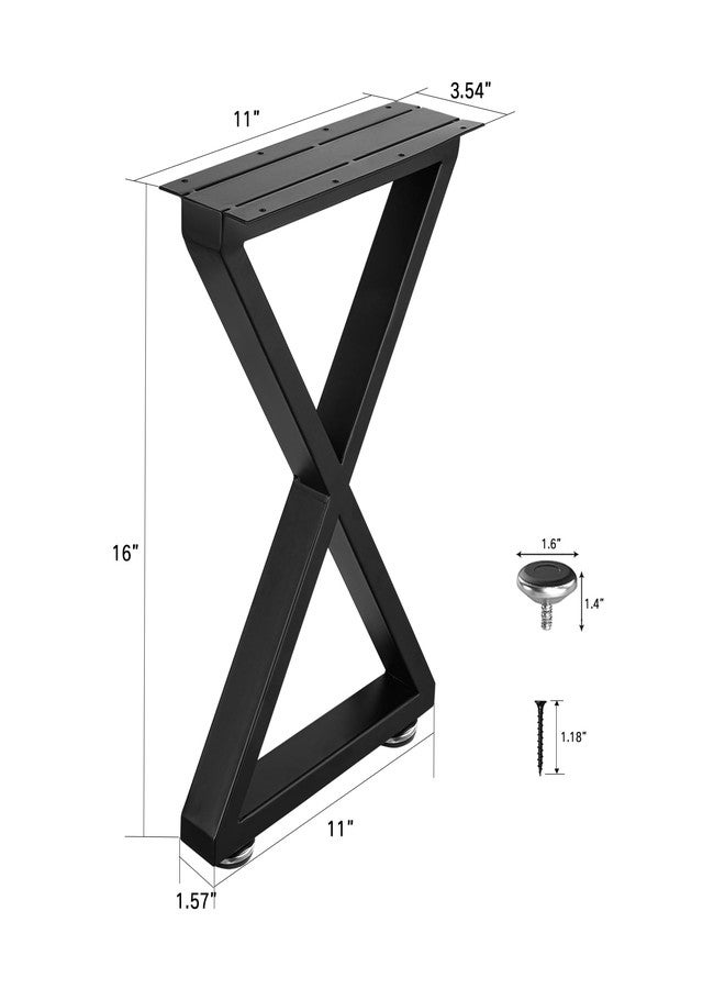 ALLCOS Bench Legs 16 Inch Coffee Table Legs Heavy Duty Steel Metal Table Legs, Set of 2, Black - Image 2