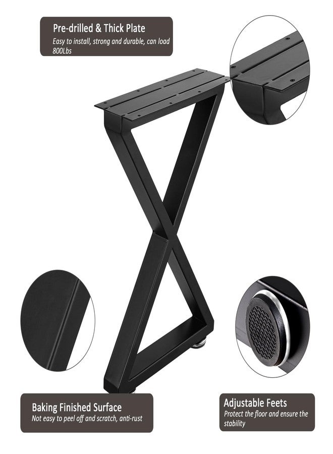 ALLCOS Bench Legs 16 Inch Coffee Table Legs Heavy Duty Steel Metal Table Legs, Set of 2, Black - Image 3