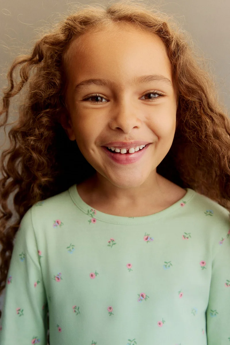 اتش اند ام فستان قطني مزين بطبعة