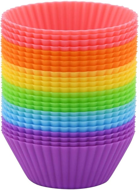 Mirenlife 2 Inch Mini Size Silicone Baking Cups Muffin Cups, Reusable and Nonstick Mini Cupcake Liners, Mini Chocolate Holders Truffle Cups, 24 Pack, 6 Vibrant Colors, Round