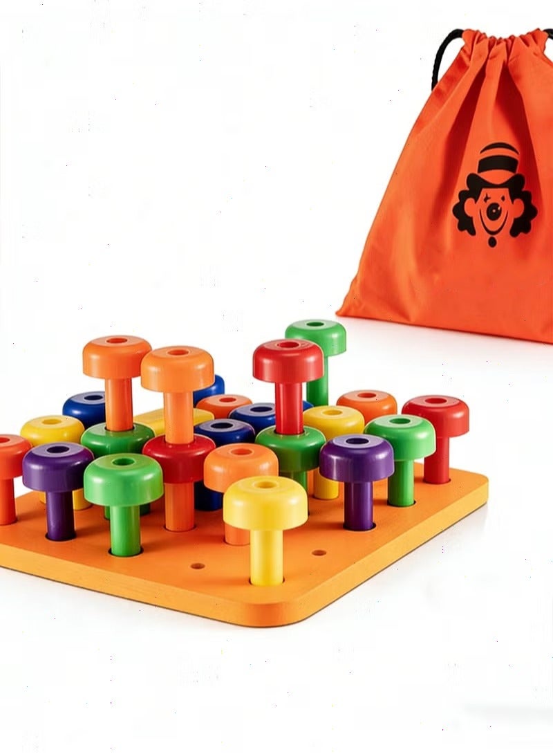 Yoawllty Montessori Peg Board Set Toy, Stackable Pegboard Game, Sorting & Stacking Games - Image 1