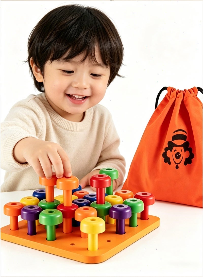 Yoawllty Montessori Peg Board Set Toy, Stackable Pegboard Game, Sorting & Stacking Games - Image 1