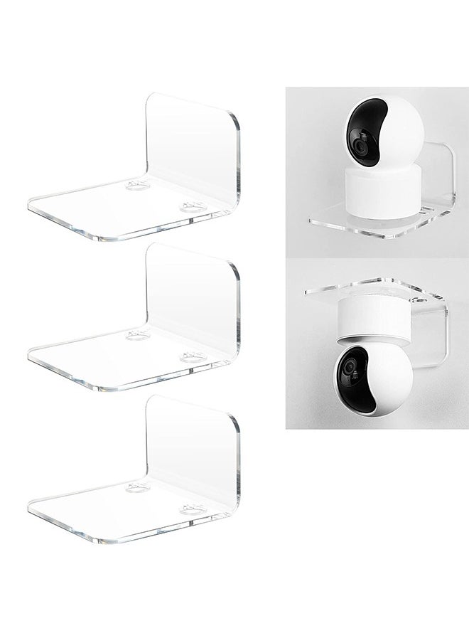 ACTION Clear Acrylic Wall Shelf 3 Pack for Smart Security Cameras, Baby & Pet Monitors, Small Floating Shelf for Plants, Speaker, Dog Camera - Universal Small Wall Shelf, 3-Piece Strong Tapes, No Drill  - Image 1