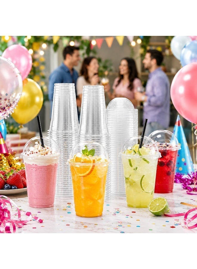 vsell24 100-Piece Set of 22oz Clear Disposable Juice Cups with Dome Lids Ideal for Iced Coffee - Image 4