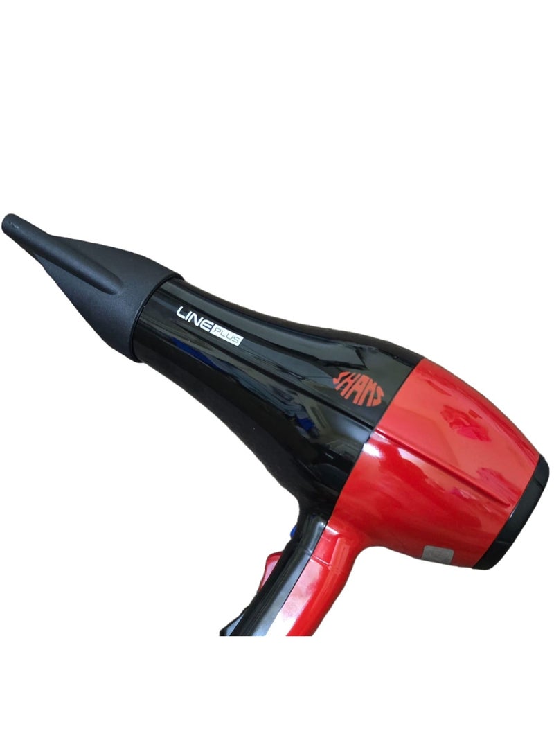 Shams Hair dryer Salon-Grade 3-in-1 Hair Dryer Brush – Black & Red | 2000W Ionic Blow Dryer with AC Motor, Fast Drying, Hot & Cool Settings, 2 Speeds, 3 Heat Levels, Diffuser, Concentrator & Comb for Women & Men" - Image 1