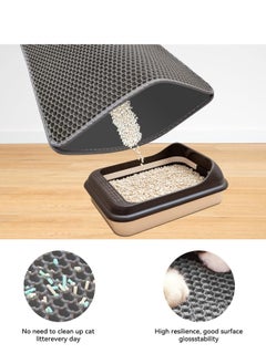 RATSAW Cat Litter Mat Trapping Litter Box Honeycomb Double Layer Design Large Size Easy Clean Scatter Control Non-Slip Waterproof Kitty Litter Mats Fold 60 by 45 Centimeters  - Image 4