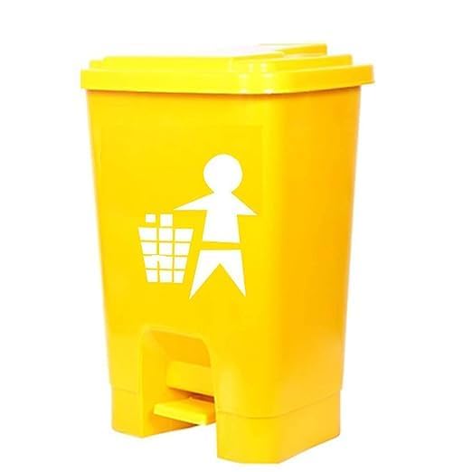 Ssanvi Plastic Bio-Medical Waste Pedal Dustbin Set, 10 L, Blue, Yellow, Red (1, Yellow) - Image 1
