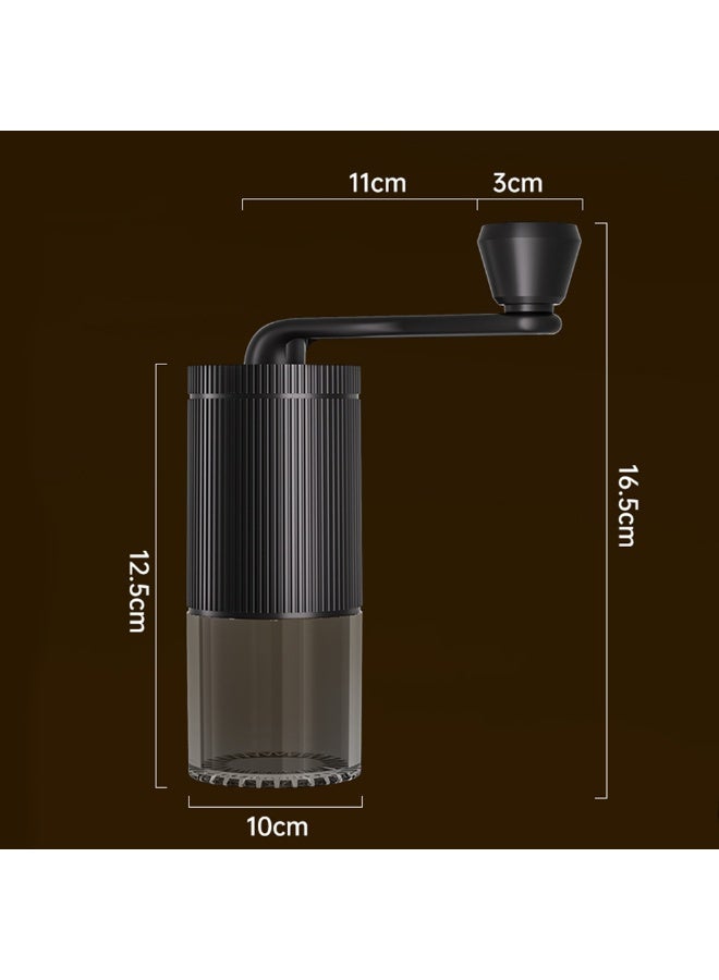 Black Manual Coffee Grinder with Ceramic Burr, Adjustable Grind Settings, Portable Hand Coffee Bean Grinder with Transparent Powder Hopper for Home, Office, Travel - Image 2