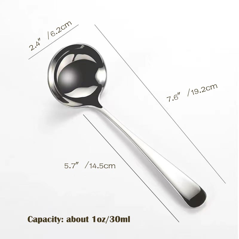 ZDFQly Small Ladle, 304 Stainless Steel Small Gravy Soup Serving Ladle for Sauces or Serving Soup Spoon, Silver (2 pack) - Image 2