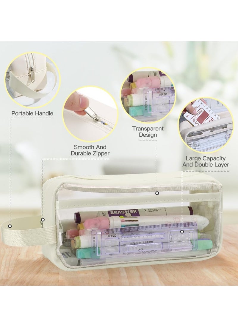 Generic Large Capacity Pencil Case, Clear Handheld Multifunction Pencil Pouch Simple Stationery Bag Aesthetic Pen Bag for School Teen Girl Boy Office Adult  - Image 3
