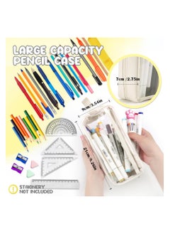 Generic Large Capacity Pencil Case, Clear Handheld Multifunction Pencil Pouch Simple Stationery Bag Aesthetic Pen Bag for School Teen Girl Boy Office Adult  - Image 2