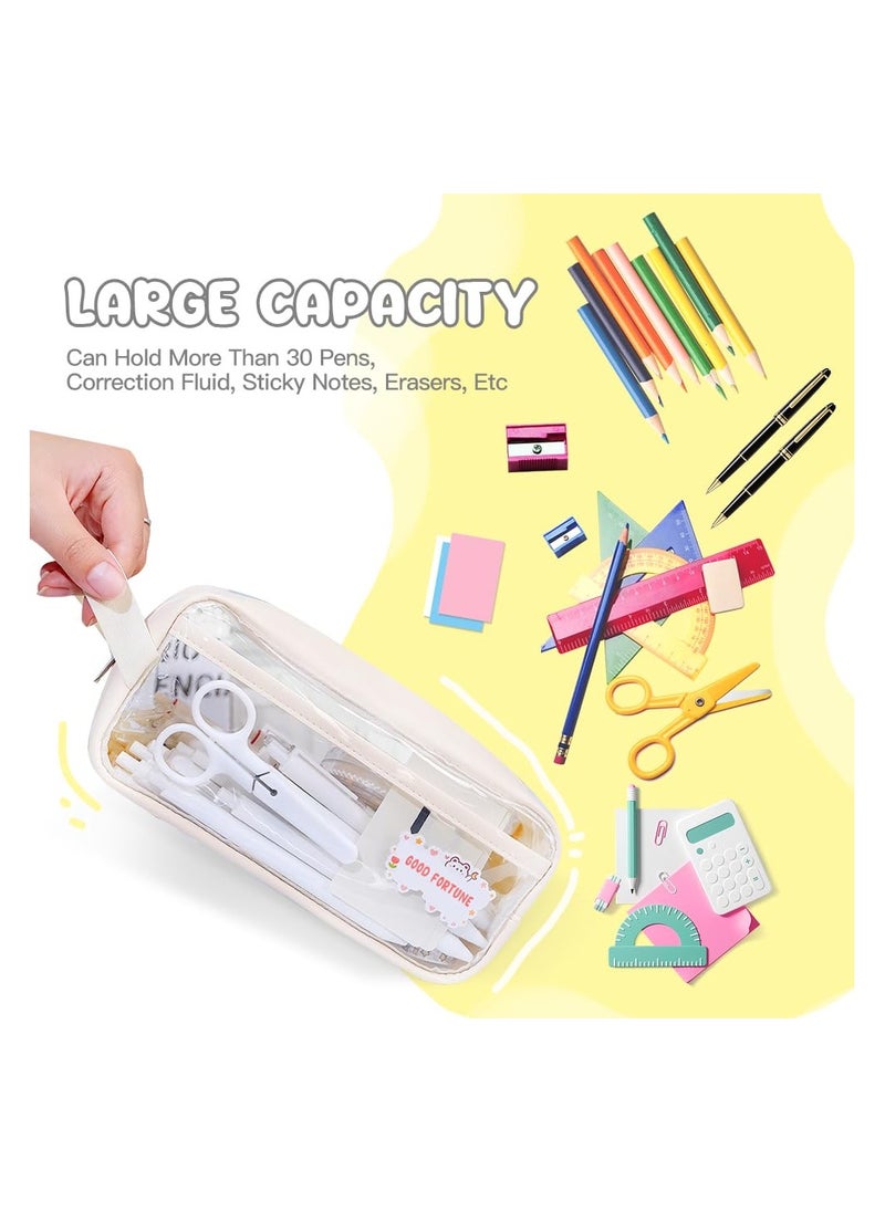Generic Large Capacity Pencil Case, Clear Handheld Multifunction Pencil Pouch Simple Stationery Bag Aesthetic Pen Bag for School Teen Girl Boy Office Adult  - Image 5