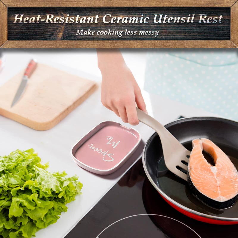 DAYYET Ceramic Spoon Rest For Stove Top  Dayyet Large Spoon Holder  Spoon Rest For Kitchen Counter  Heat-Resistant Cooking Utensil Rest  Pink Kitchen Decor And Accessories - Image 4