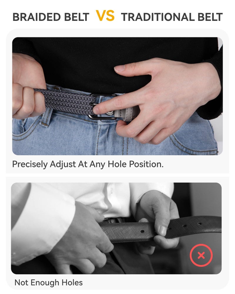 CHAOREN Woven Boys Belt, 1.25" Elastic Braided Kids Belt, Casual for Golf And Baseball - Image 5
