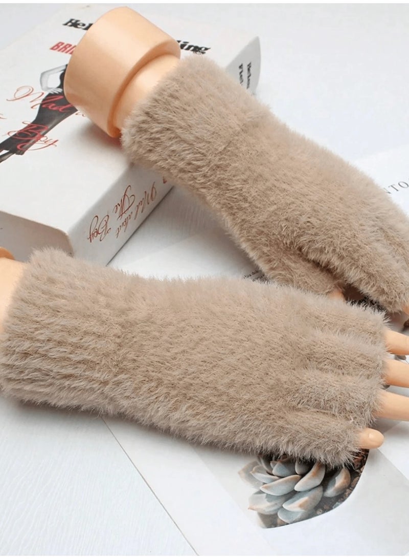 SHEINWarm Fingerless Gloves For Women, Knitted Wrist Warmers, Suitable For Outdoor Sports And Daily Wear In Winter - Image 2