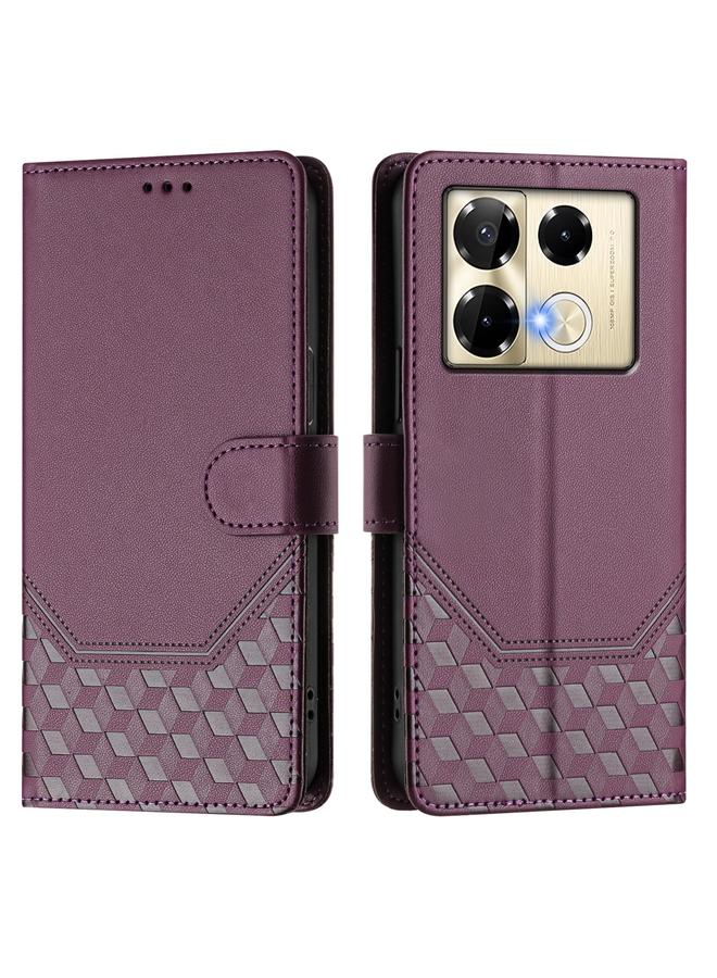 زبون جراب لهاتف Infinix Note 40 Pro+ 5G مصنوع من الجلد بنقش قرص العسل بتقنية RFID - Image 2