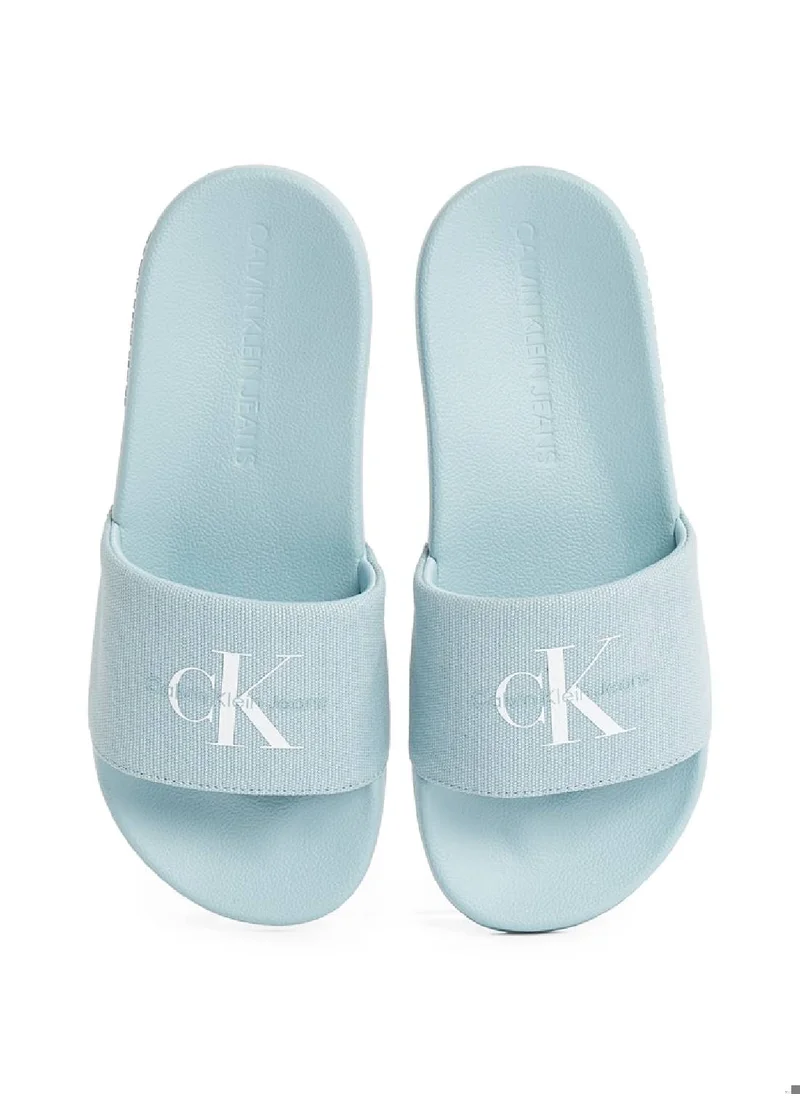 Calvin Klein Jeans Women's Monogram Slides - Cotton, Blue