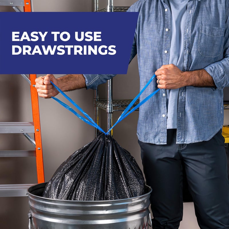 Hefty Ultra Strong 30 Gallon Trash Bags, Large Trash Bags, Multipurpose, Break Resistant Drawstring Closure, Resists Leaks, Punctures, and Tears, Black, Fabuloso Watermelon Scent, 50 Bags - Image 5