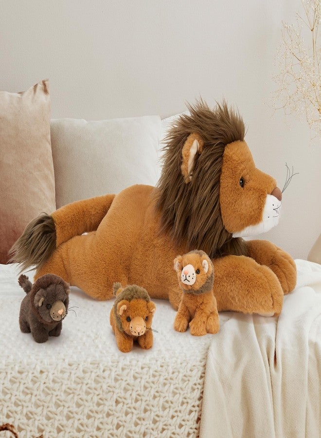 MaoGoLan 4 Pcs Lion Stuffed Animal Set - 19.6'' Lion Plush Toy with 3 Babies in Hers Zippered Back, Charming Gifts for Kids, Suitable for Birthday Christmas Festive Decorn - Image 5