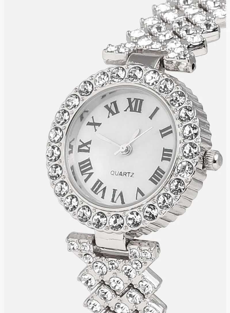 Haute Sauce Stainless Steel Strap Casual Round Analog Watch For Women