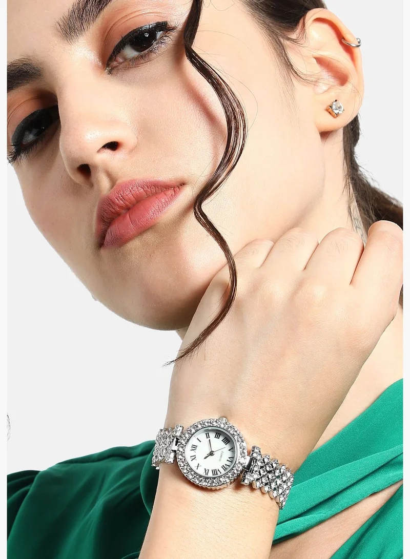Haute Sauce Stainless Steel Strap Casual Round Analog Watch For Women