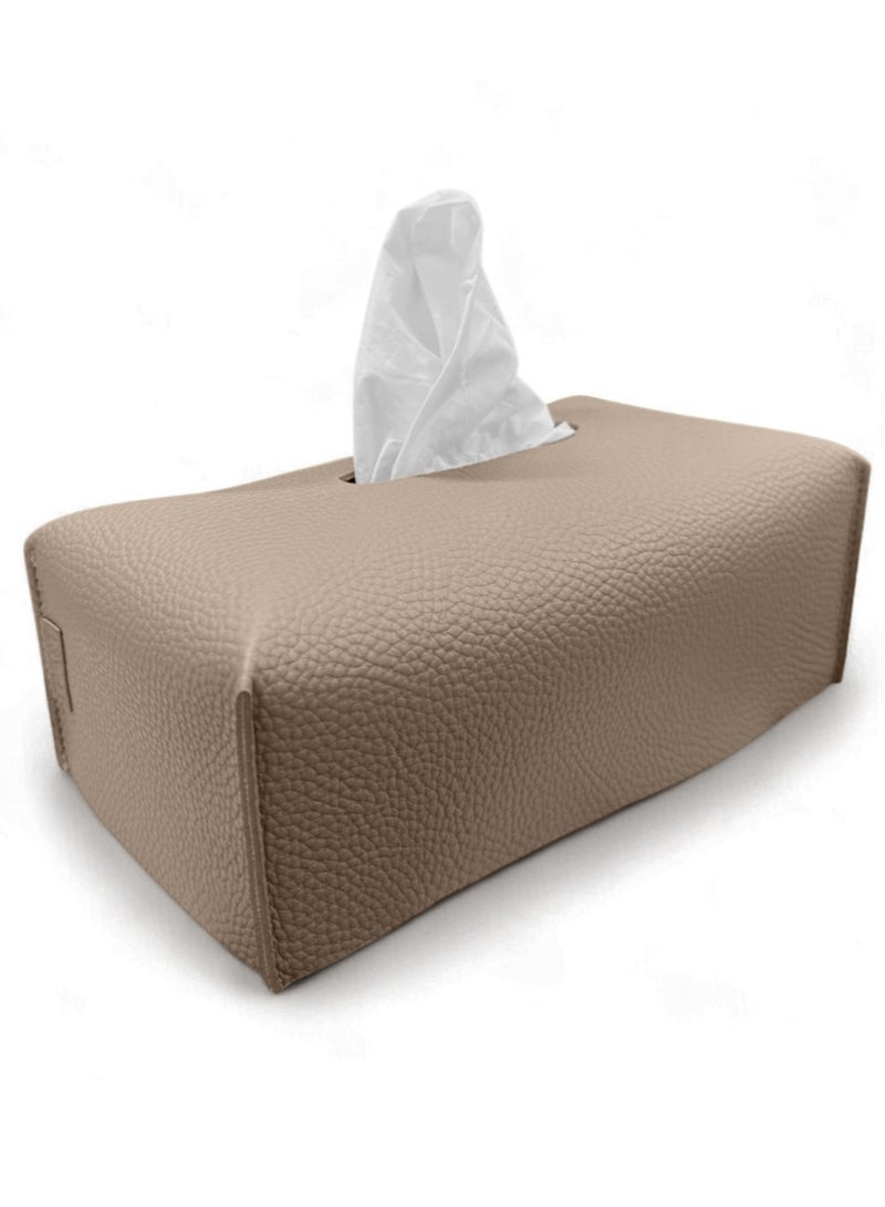 LeArt Leather Tissue Box Cover – Elegant Tissue Box Holder for Office Car Hotel Home Decor | Living Room Bedroom Bathroom | Facial Tissue Holder, Car Tissue Box Holder (Sand) - Image 1