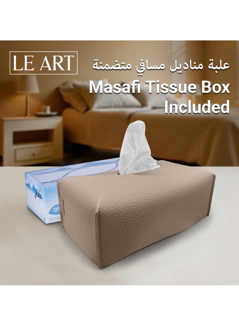 LeArt Leather Tissue Box Cover – Elegant Tissue Box Holder for Office Car Hotel Home Decor | Living Room Bedroom Bathroom | Facial Tissue Holder, Car Tissue Box Holder (Sand) - Image 3