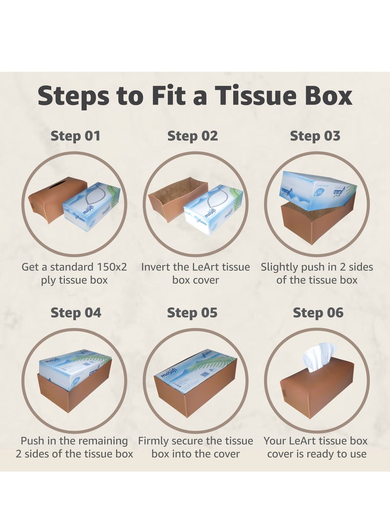LeArt Leather Tissue Box Cover – Home Decorations for Living Room, Bedroom and Office | Car Tissue Holder | Tissue Holder | Tissue Box Holder for Car | Tissue Box Cover for Car (Sand)  - Image 4
